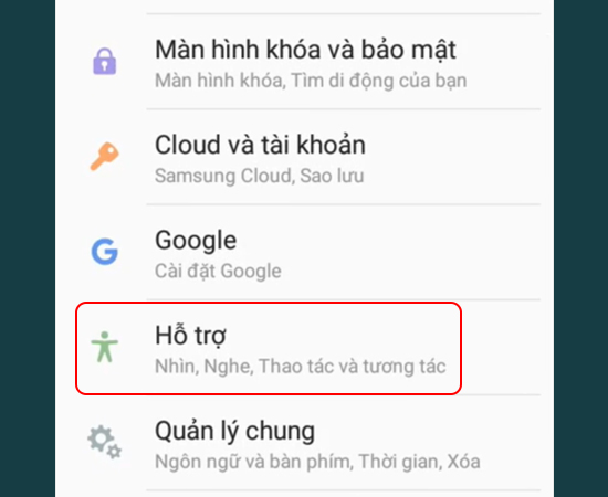 Bước 1: Vào Cài đặt > Chọn Hỗ trợ.
