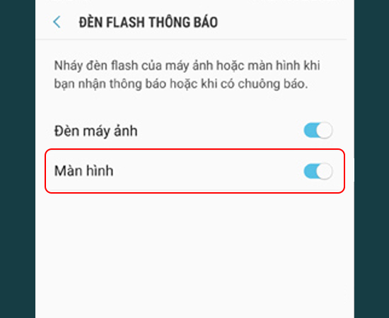 Bước 4: Cuối cùng, bạn sẽ thấy mục Màn hình và hãy bật nó lên.