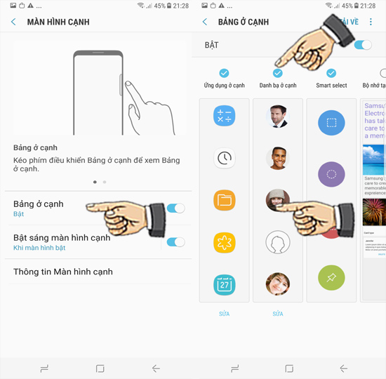 Bước 3: Bật Bảng ở cạnh