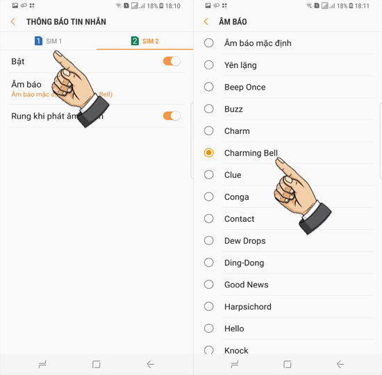 Bước 4: Cài nhạc chuông sim 1.