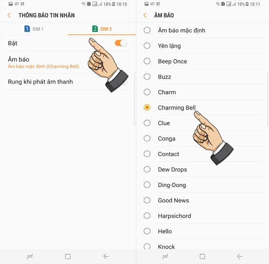 Bước 5: Cài nhạc chuông sim 2.