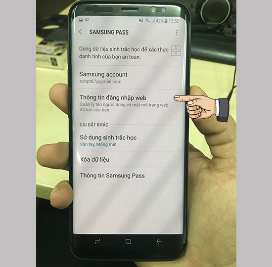 Quản l&yacute; Samsung Pass >> Th&ocirc;ng tin đăng nhập web
