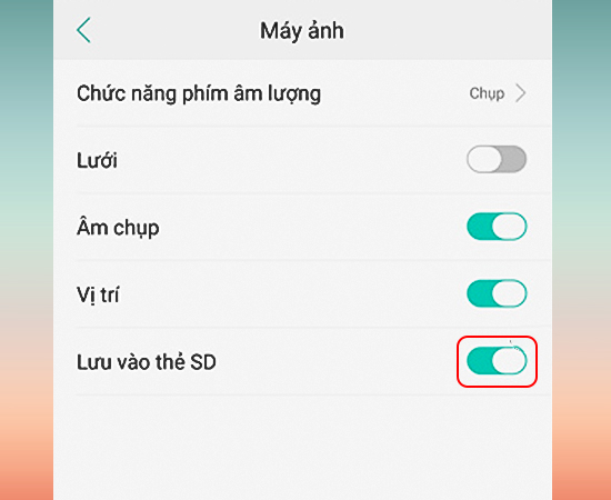 Bật Lưu vào thẻ SD