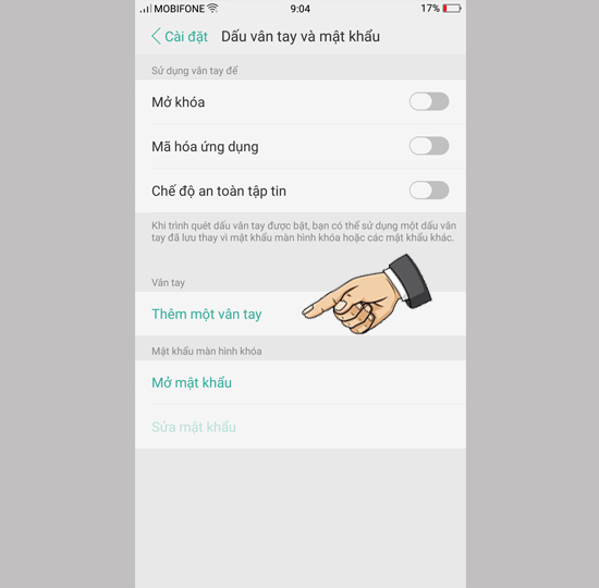Chọn thêm một vân tay