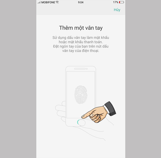 Thiết lập vân tay theo hướng dẫn