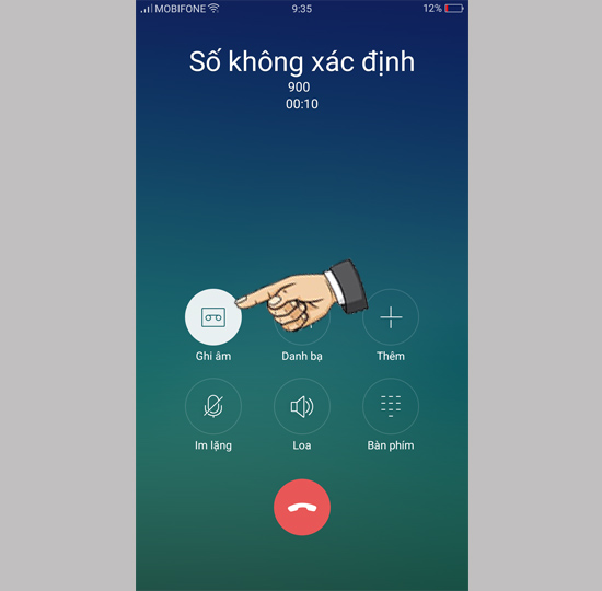 Chọn vào biểu tượng ghi khi muốn ghi âm
