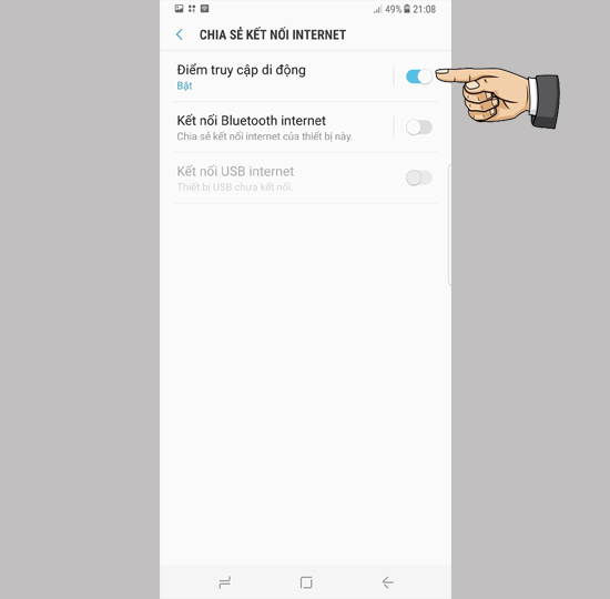 Bước 3: Bật Điểm truy cập di động