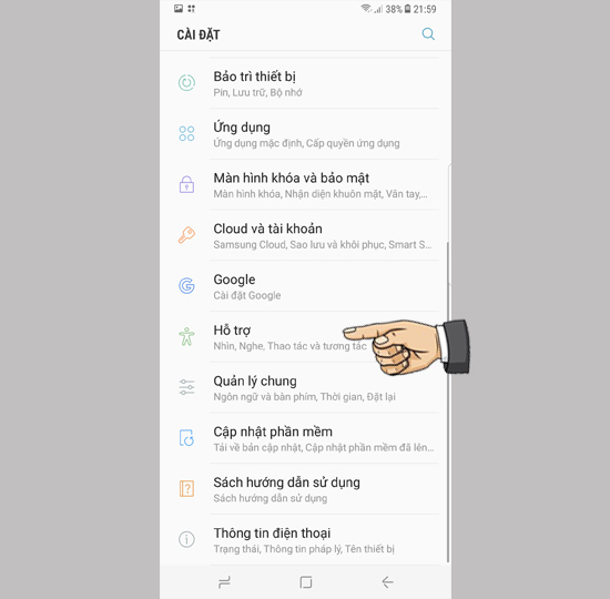 Chọn "Hỗ trợ".