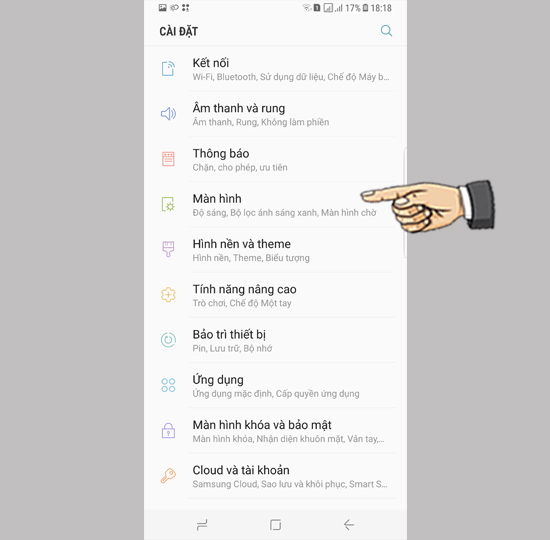 chọn Màn hình