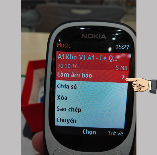 Tùy chọn bài hát cần cài làm nhạc chuông