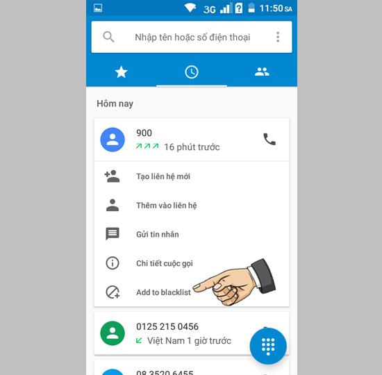 Thêm số và danh sách chặn