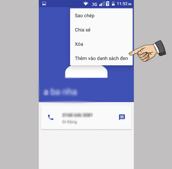 Thêm số chặn từ danh bạ