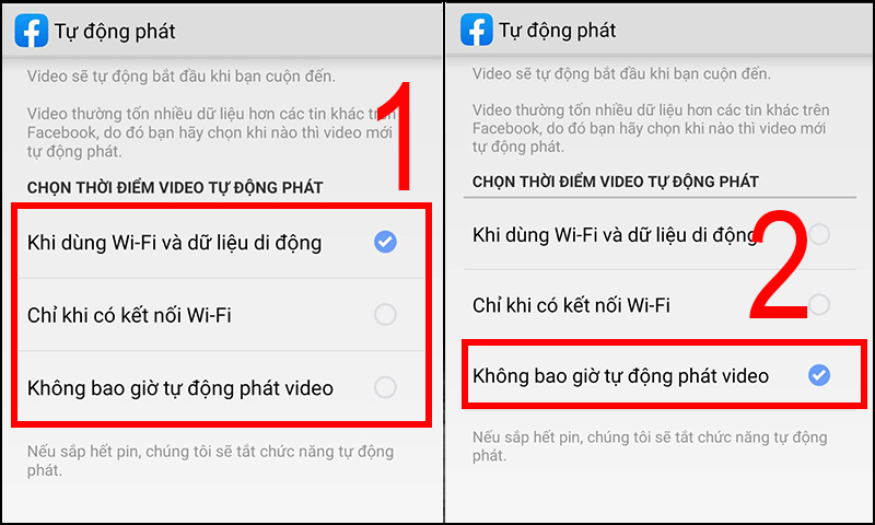 Bước 4: Tắt tính năng tự động phát video