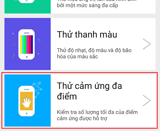Bước 4: Các bạn chọn vào Thử đa điểm cảm ứng