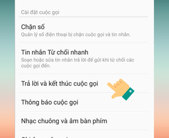 Chọn Trả lời và kết thúc cuộc gọi