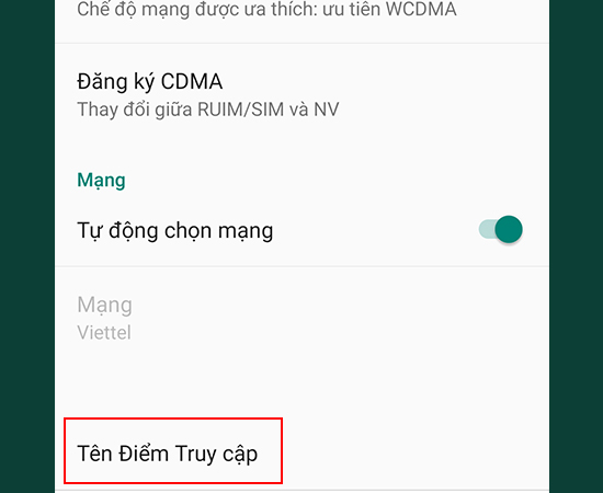Bước 3: Nhấp vào Tên Điểm Truy cập.