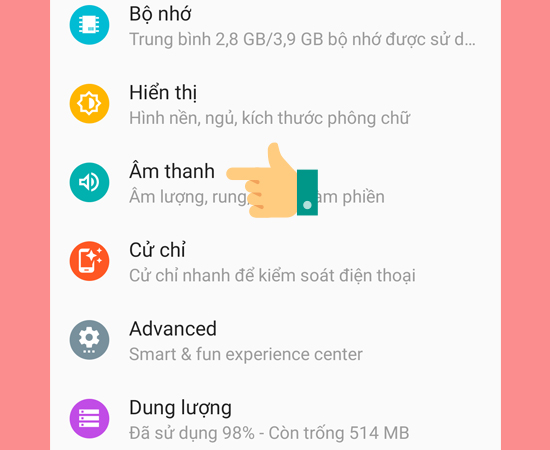 Bước 2: Chọn Âm thanh.