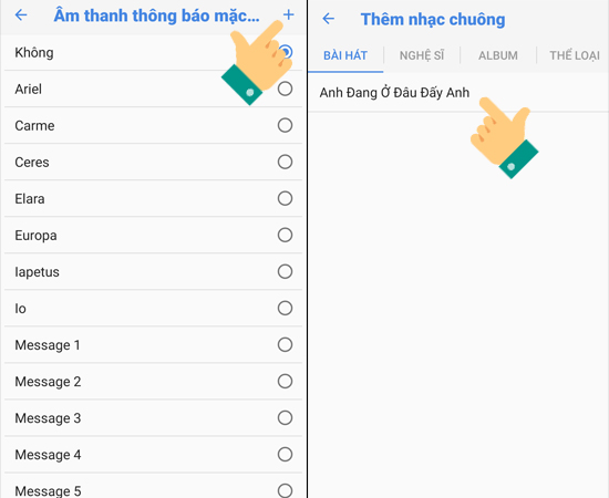 Hoặc chọn thêm nhạc chuông từ bộ nhớ.