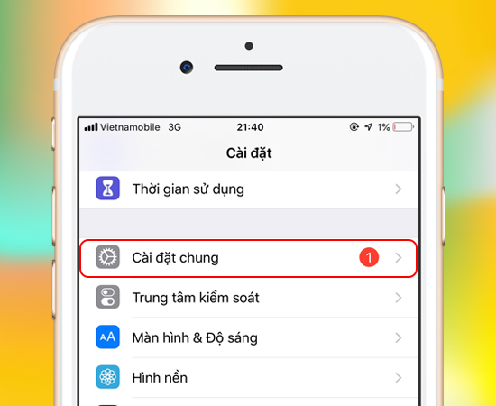 Bước 2: Tiếp theo bạn đến phần Cài đặt chung.