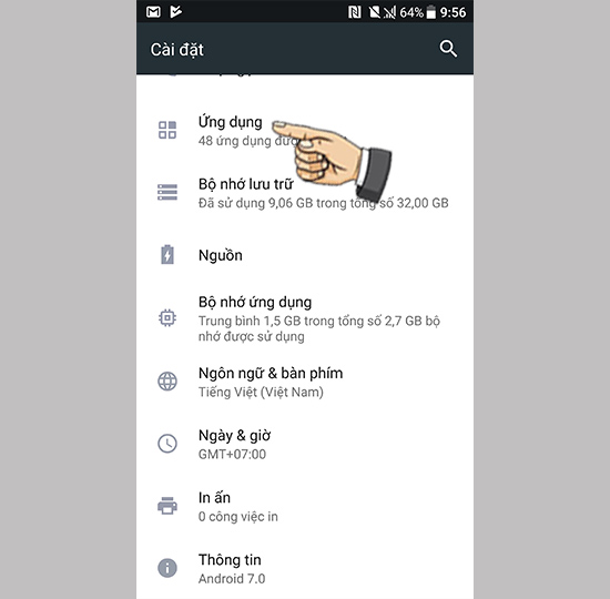 ​Vào cài đặt