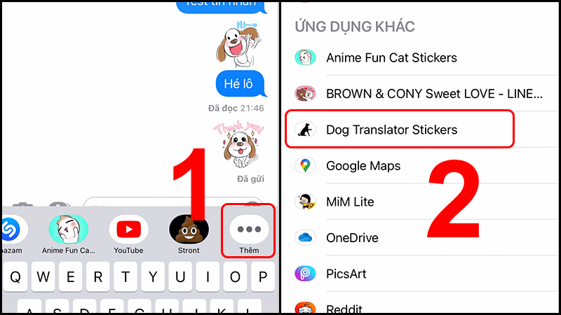 Trượt đến cuối thanh sticker để đến mục thêm