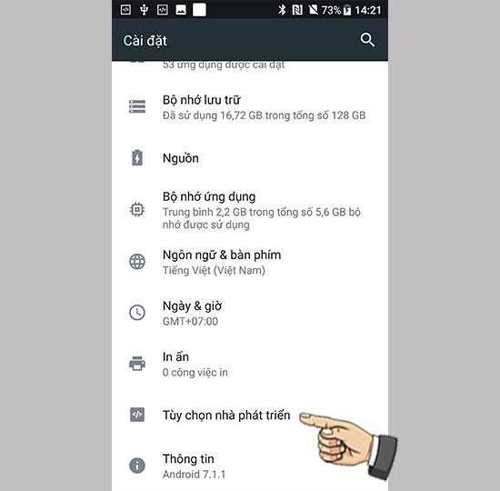 Vào chế độ phát triển