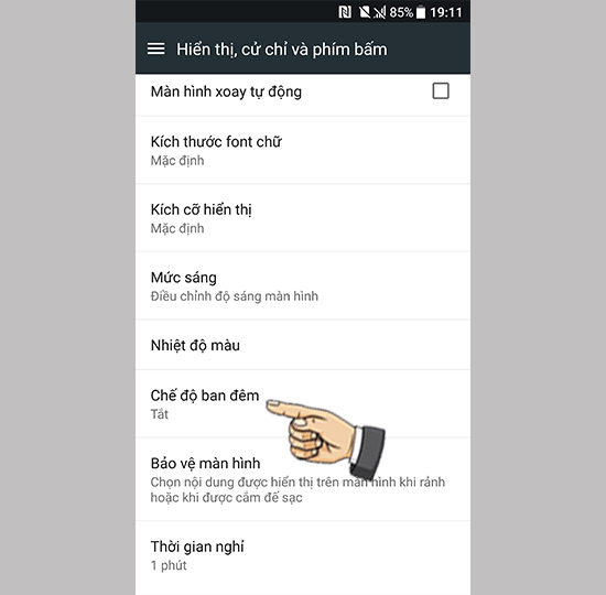 Vào chế độ ban đêm