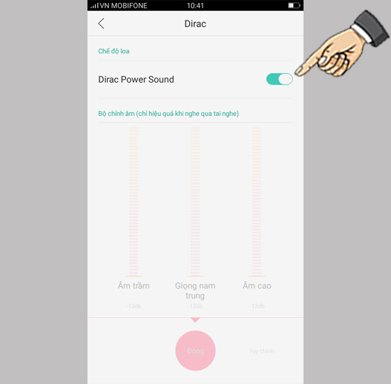 Bước 3: Bật Dirac Power Sound