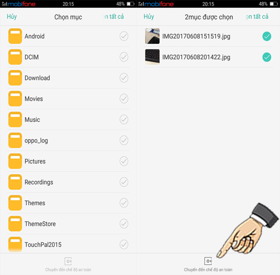 Bước 5: Chọn thư mục hoặc tập tin muốn di chuyển.