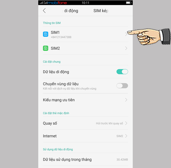 Bước 4: Chọn sim lên 3G