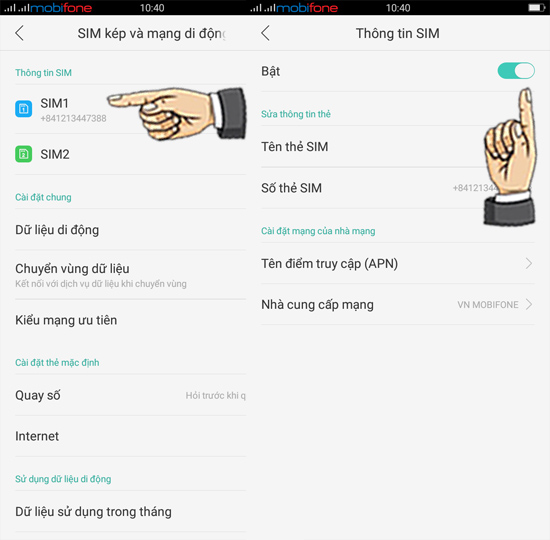 Bước 2: Chọn Sim muốn tắt.