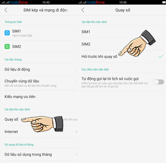 Bước 3: Chọn thẻ sim khi gọi.