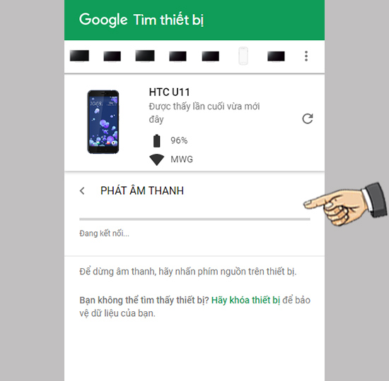 Phát âm thanh để tìm kiếm thiết bị