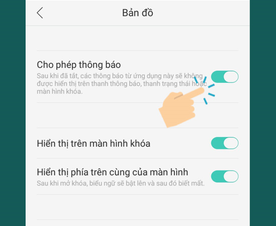 Bước 4: Cuối cùng bạn hãy thiết lập bật/tắt cho phép thông báo ứng dụng bạn muốn cài đặt.