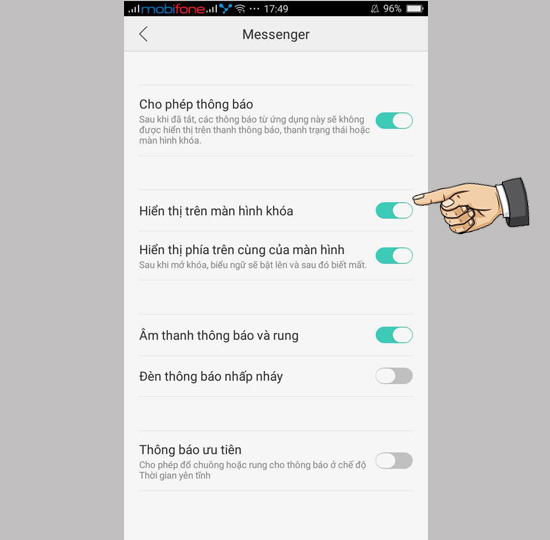​Hiển thị thông báo màn hình khóa