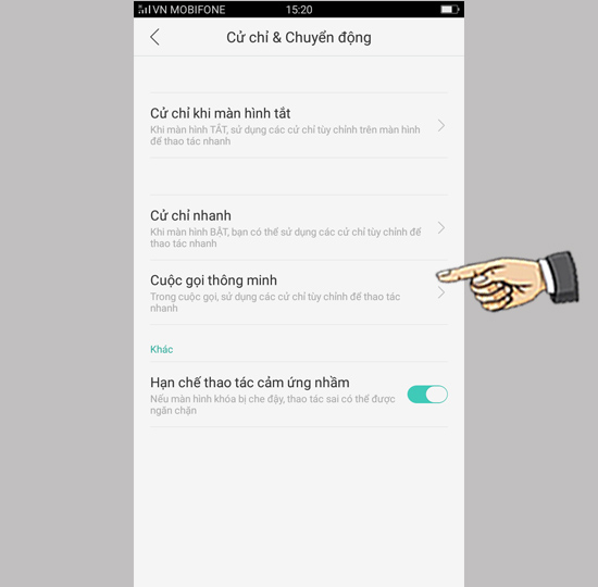 Bước 2: Chọn cuộc gọi thông minh.