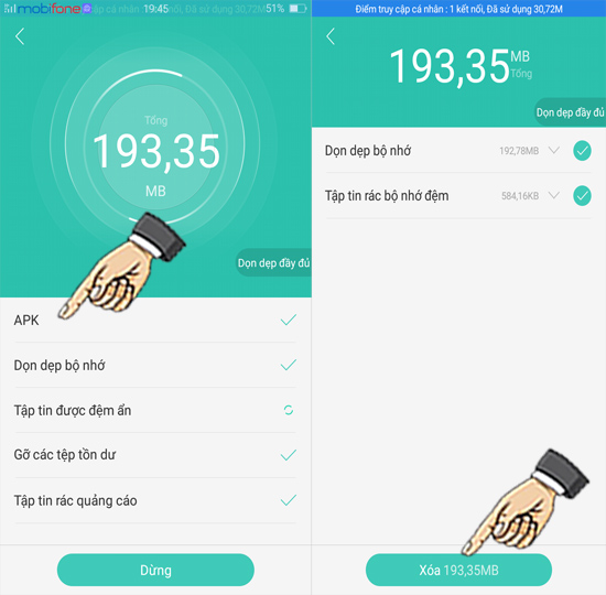 Bước 3: Máy sẽ dọn dẹp tập tin rác.
