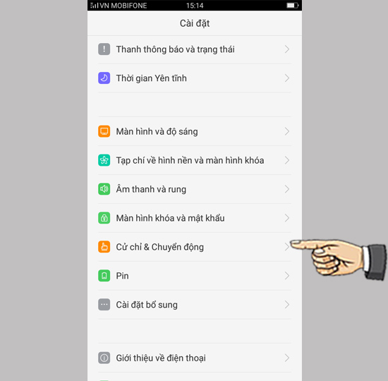  chọn Cử chỉ và chuyển động