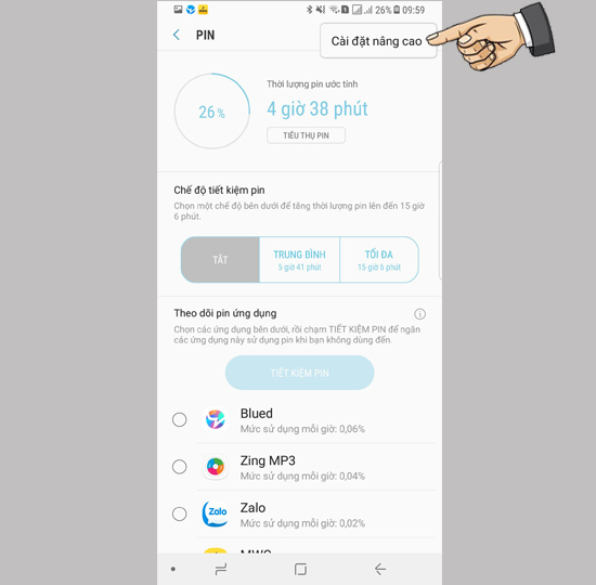 ​Chọn cài đặt nâng cao