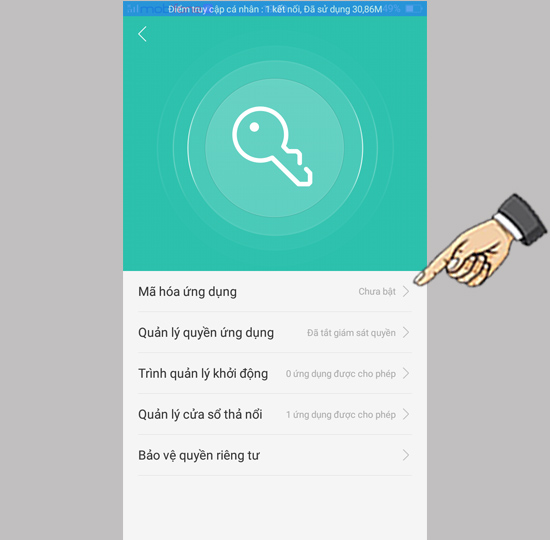 Bước 3: Chọn Mã hóa ứng dụng