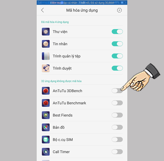 Bước 7: Chọn ứng dụng muốn khóa.