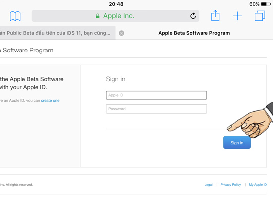 Đăng nhập tài khoản Apple ID
