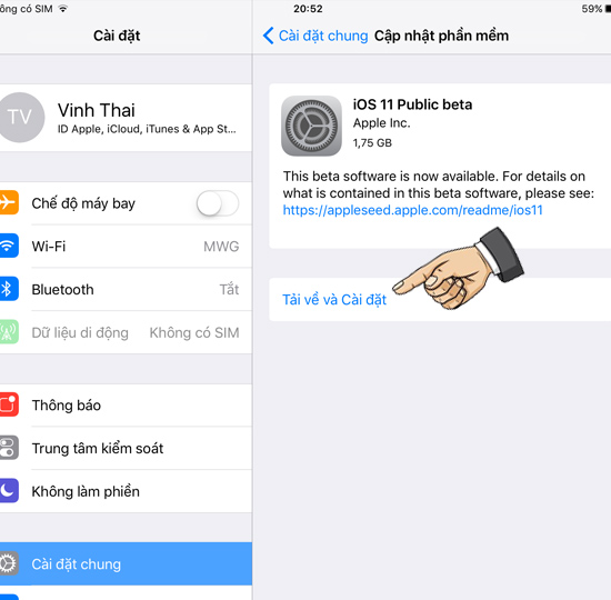 Tải về bản iOS 11 public beta