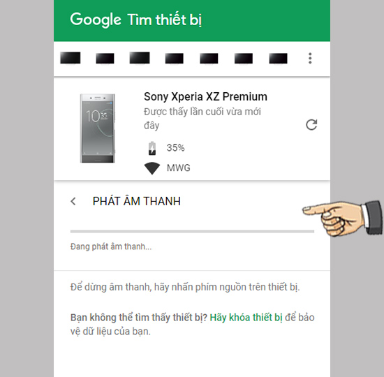 Phát âm thanh tìm máy