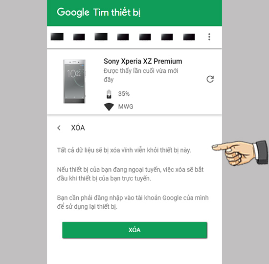Xóa dữ liệu trên máy