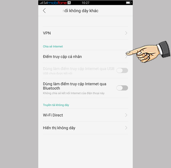 Bước 2: Chọn Điểm truy cập cá nhân