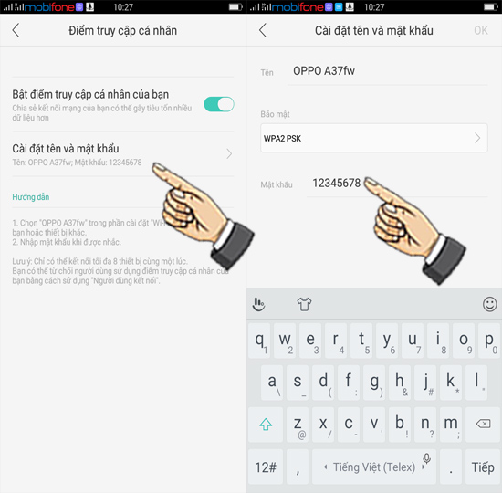 Bước 4: Để thay đổi tên wifi và mật khẩu chọn Cài đặt tên và mật khẩu