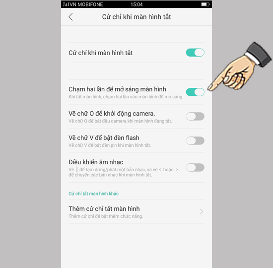 Bước 3: Bật Chạm hai lần để mở sáng màn hình