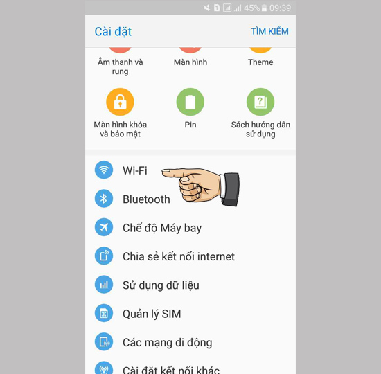 Đầu tiên bạn vào cài đặt