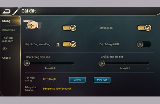 Chọn vào cài đặt chung.
